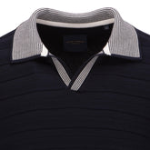 Short Sleeve Open Neck Stripe Rib Knitted Polo